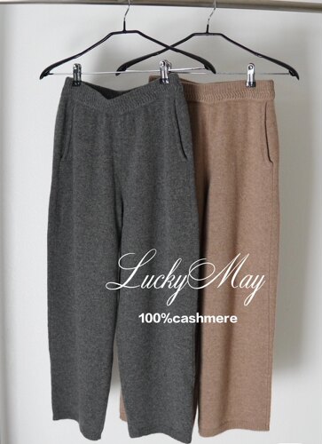 Lucky May亲子羊绒Row风修腿遮胯加厚加密100%山羊绒奶奶针织神裤