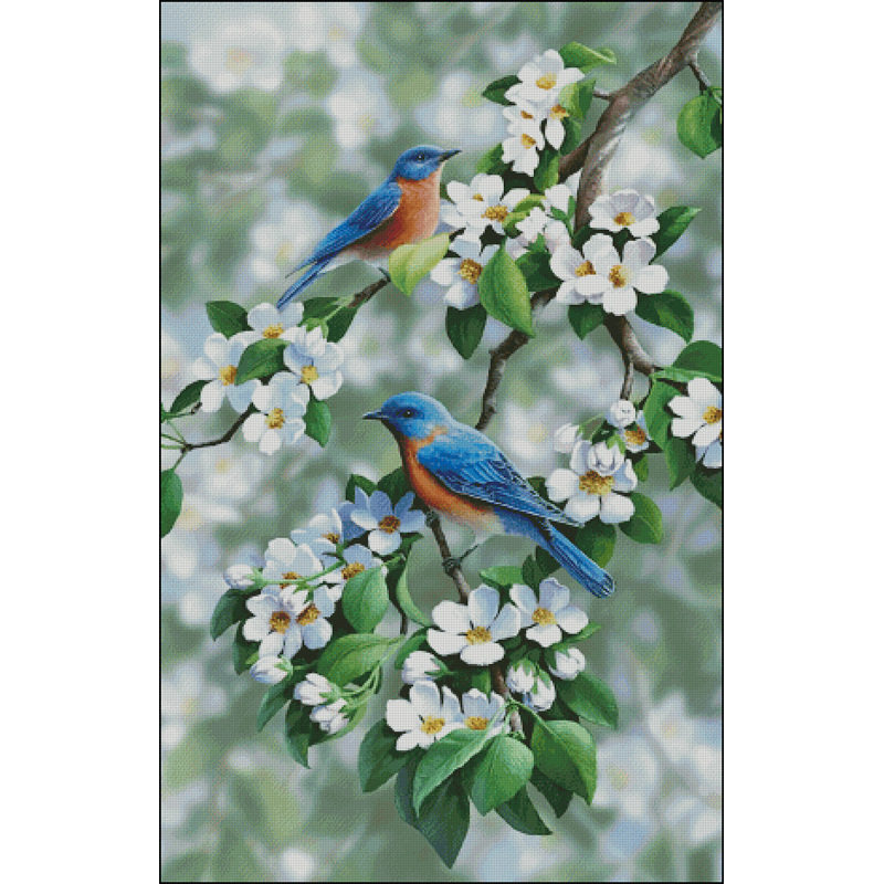 88pd花枝上的小鸟十字绣2023新款线绣自己绣手工客厅植物花卉