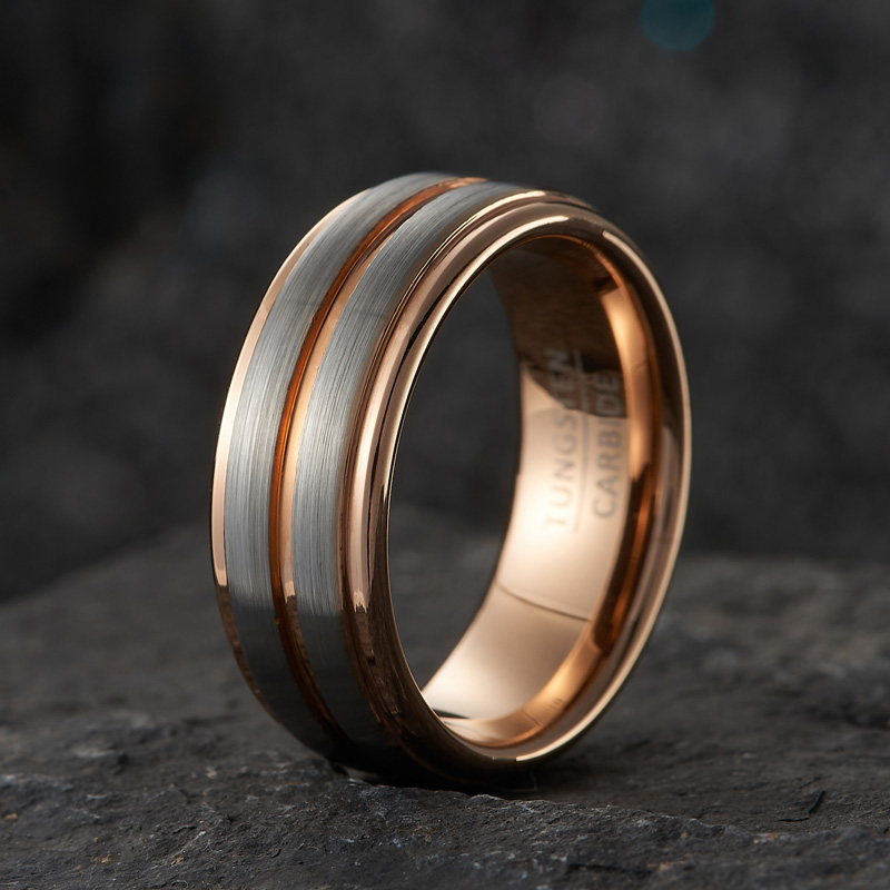 男女士戒指 Girls and boys rose golden tungsten carbide rings