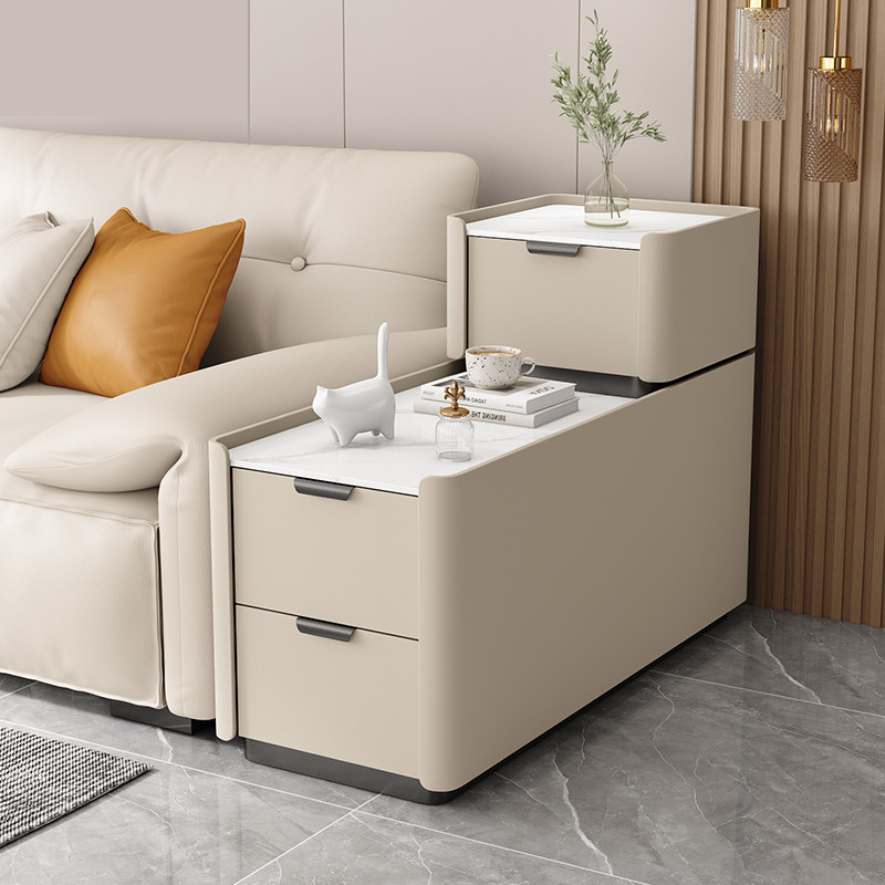 2024新款落地沙发边几轻奢高级感小型实木夹缝侧边柜简约现代边柜