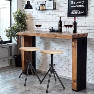 实木阳台小圆桌咖啡厅甜品店桌椅组合复古洽谈桌酒吧桌休闲桌子