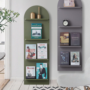 客厅拱形靠墙杂志架置物架 落地ins风书报架挂墙陈列架展示架书架