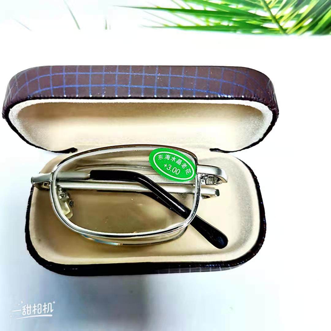 世行水晶眼镜折叠老花眼镜读书看报老人爸妈眼镜全框高清水晶厂家