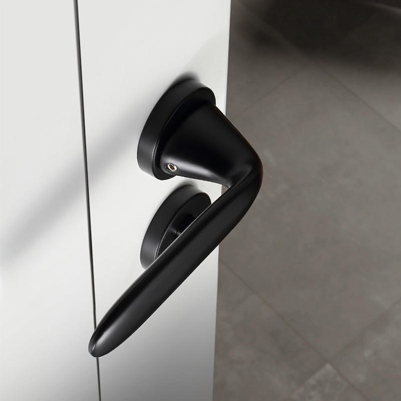 黑色门锁室内卧室房门锁具家用通用型木门把手分体轻奢极简静音