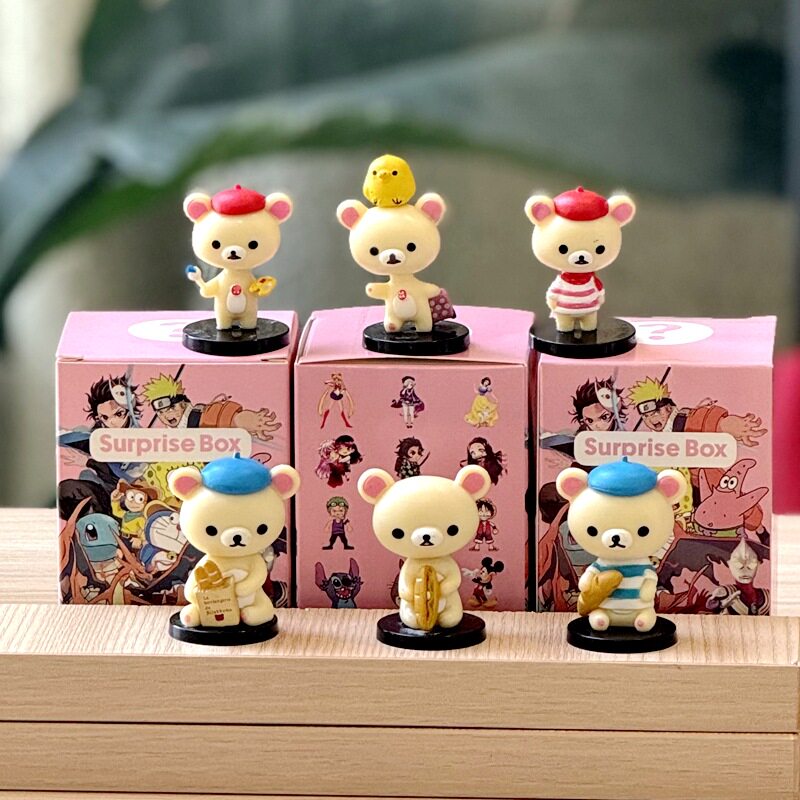 可爱轻松小熊扭蛋公仔玩具多肉苔藓微景观造物摆件松弛熊手办模型
