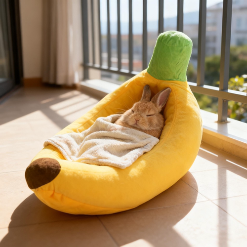 兔子窝香蕉窝兔子冬天保暖专用睡觉小窝侏儒兔小床趴趴垫过冬神器