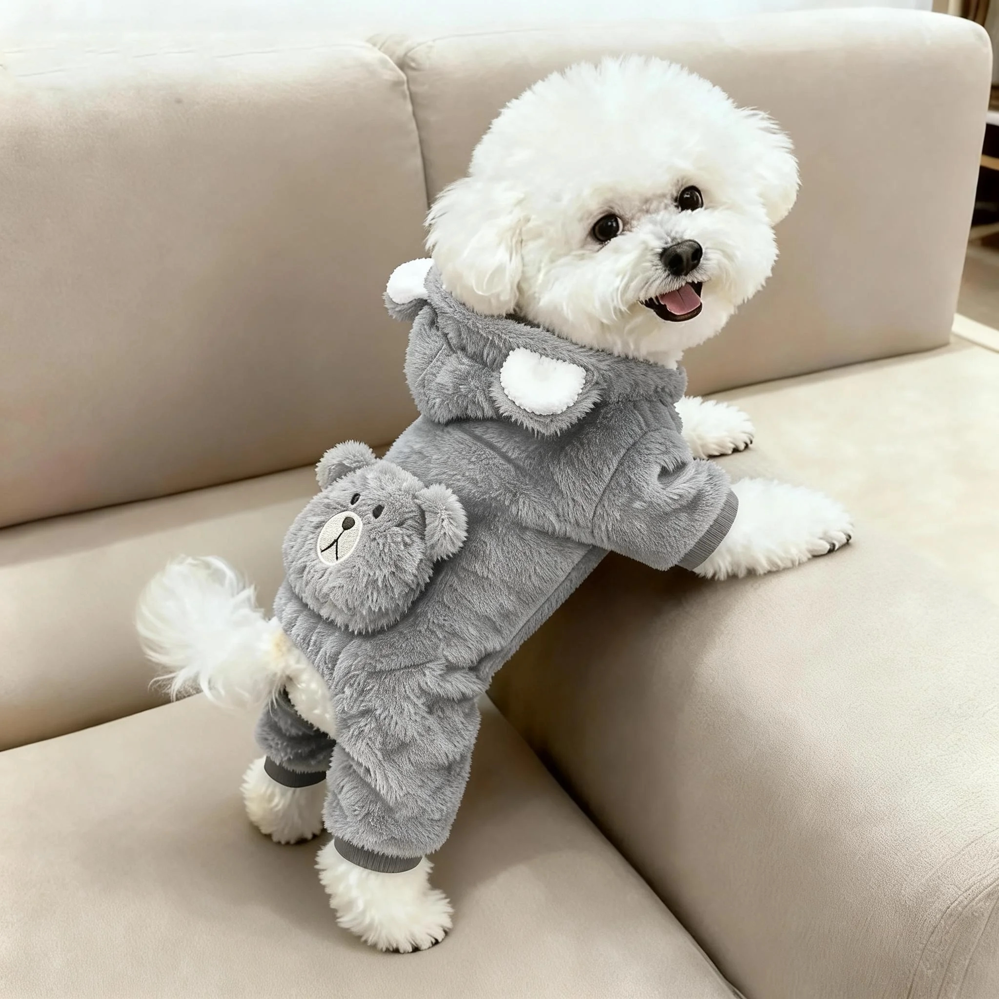 狗狗衣服秋冬装加绒保暖泰迪比熊小型犬猫咪棉衣防掉毛宠物四脚衣