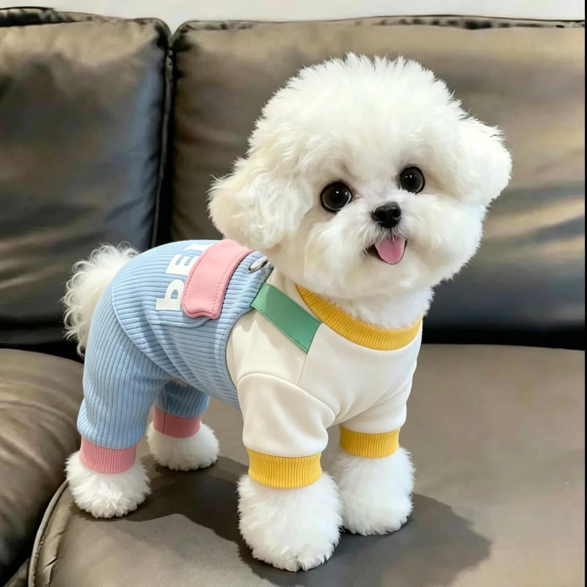 狗狗衣服秋冬季薄绒背带裤泰迪比熊雪纳瑞小型犬宠物可牵引四脚衣