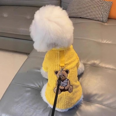 狗狗衣服秋冬款泰迪比熊博美雪纳瑞保暖卫衣可牵引猫咪厚款宠物