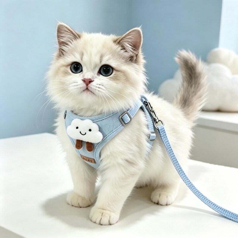 猫咪牵引绳防挣脱云朵胸背带金渐层背心式小猫宠物外出专用遛猫绳