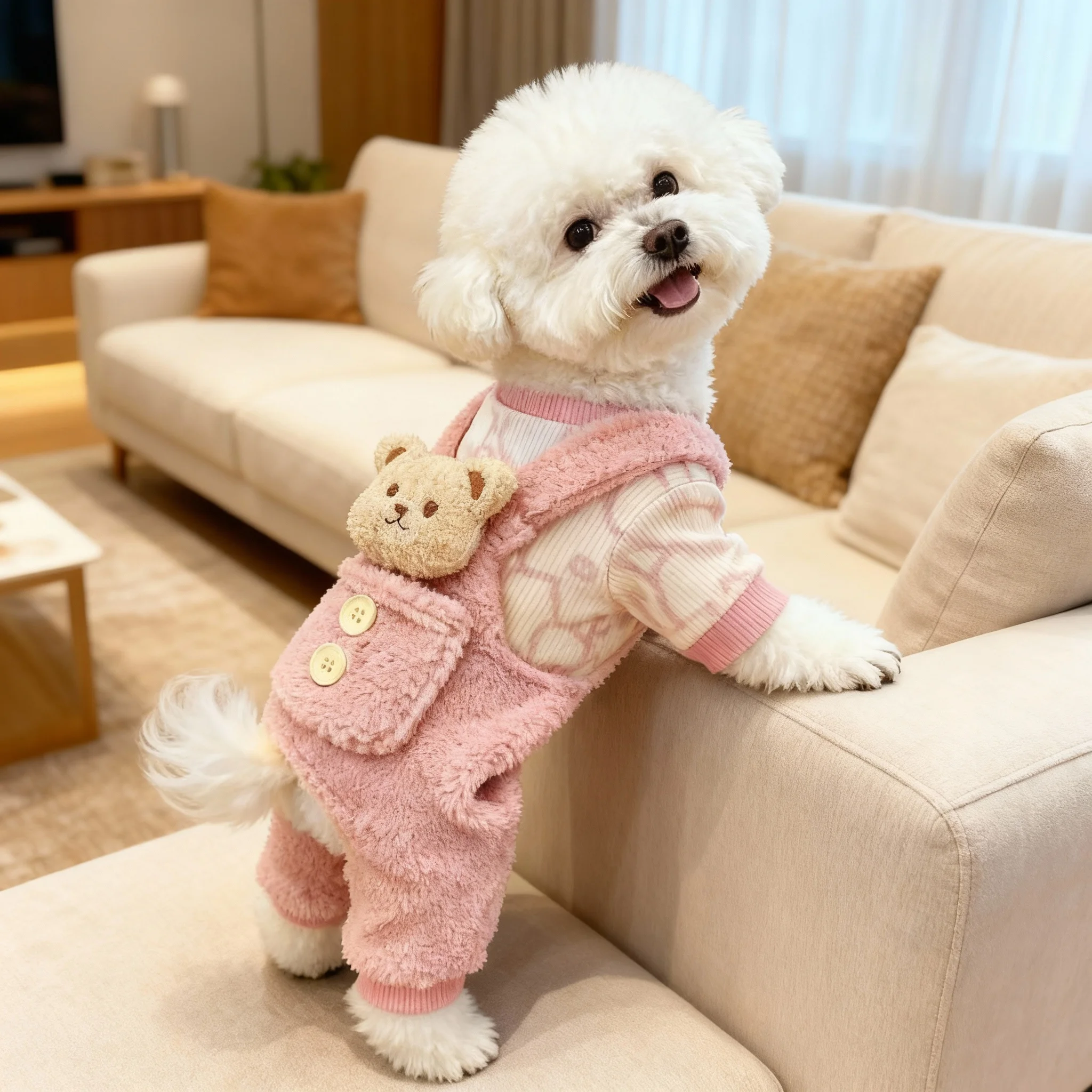 狗狗衣服秋冬装新款加厚保暖棉衣泰迪比熊博美小狗宠物背带裤加绒