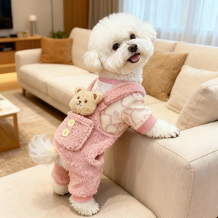 加绒 加厚保暖棉衣泰迪比熊博美小狗宠物背带裤 狗狗衣服秋冬装 新款