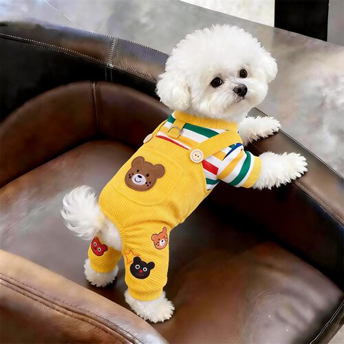 狗狗衣服秋冬装小熊背带裤泰迪比熊雪纳瑞小型幼犬猫咪宠物四脚衣