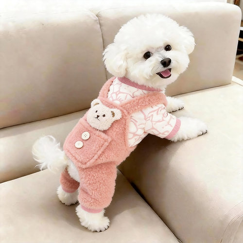 狗狗衣服秋冬装小熊背带裤泰迪比熊博美小型犬加厚保暖宠物四脚衣