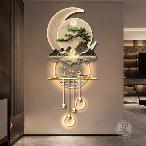 新中式玄关九鱼图装饰画过道挂画