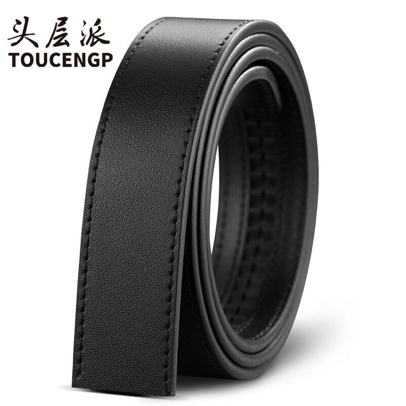 TOUCENGP不带头皮带男真皮自动扣无头腰带皮带条头层纯牛皮条商务