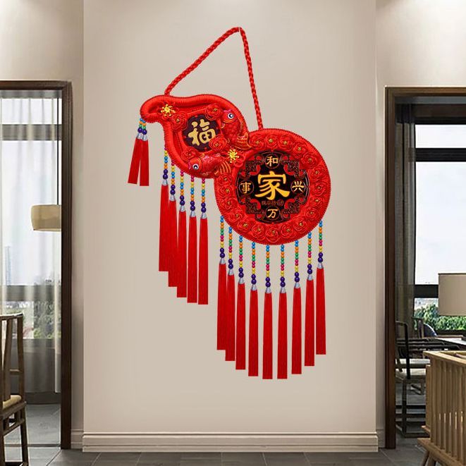 葫芦中国结挂件客厅大号福禄寿福字桃木喜庆中国风新年装饰品春节