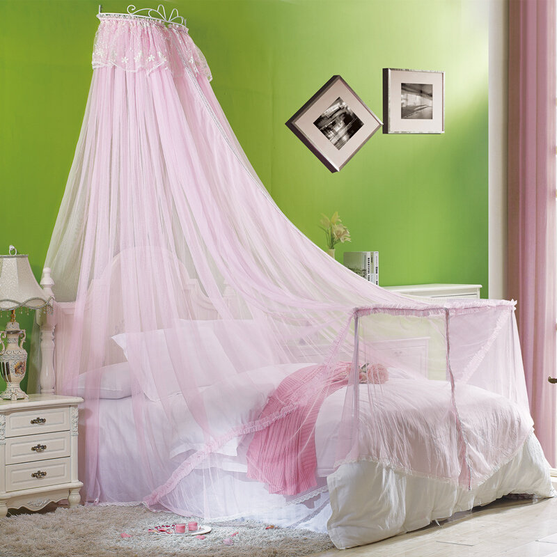 定制金卧小星星刺绣蚊帐送铁艺架单开门绣花双人家用床幔公主拉链