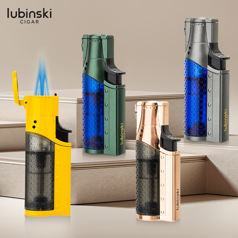 Lubinski多功能雪茄打火机入门级大气仓可充气双直冲聚火带开孔器