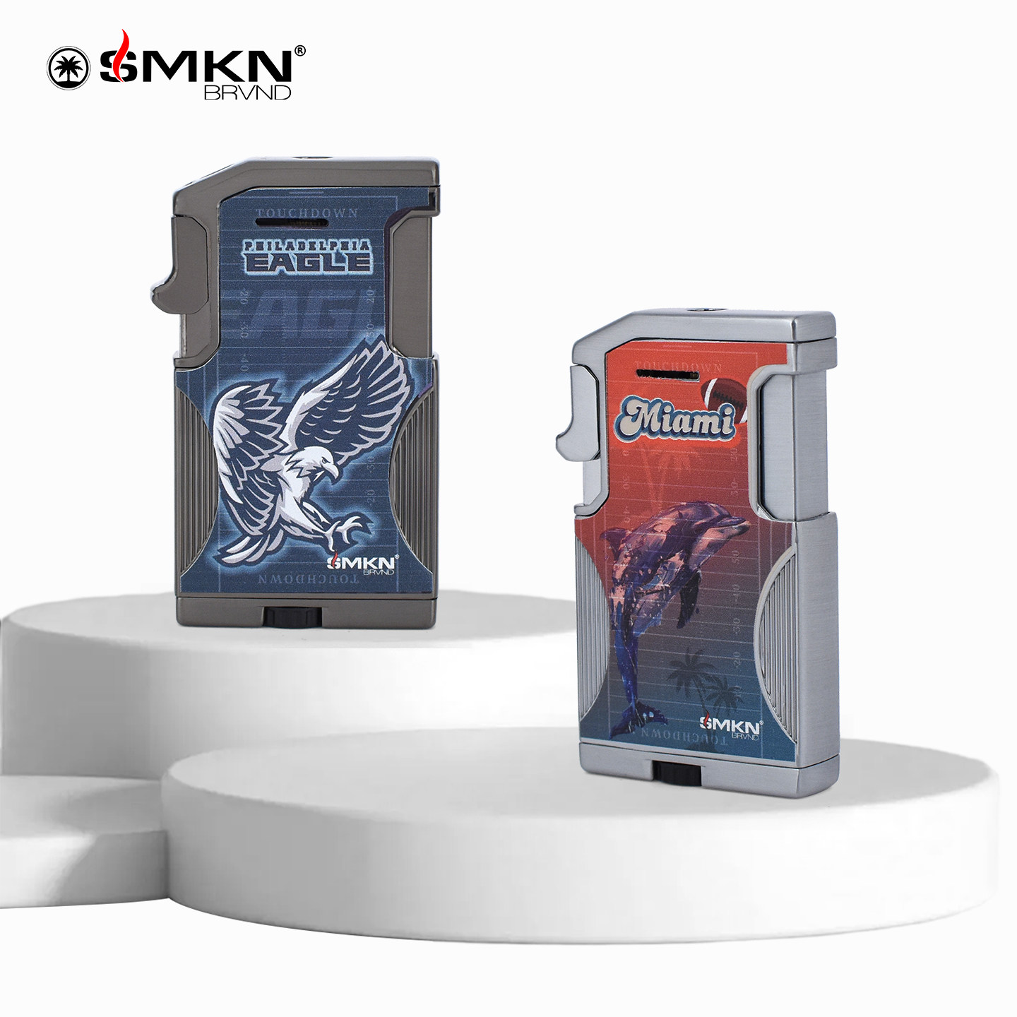 美国SMKN BRVND DOS雪茄打火机 橄榄球队系列 软硬火两用 送皮套