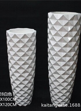现代时尚玻璃钢圆斗型落地大花瓶商场展厅室内绿植花艺装饰摆件