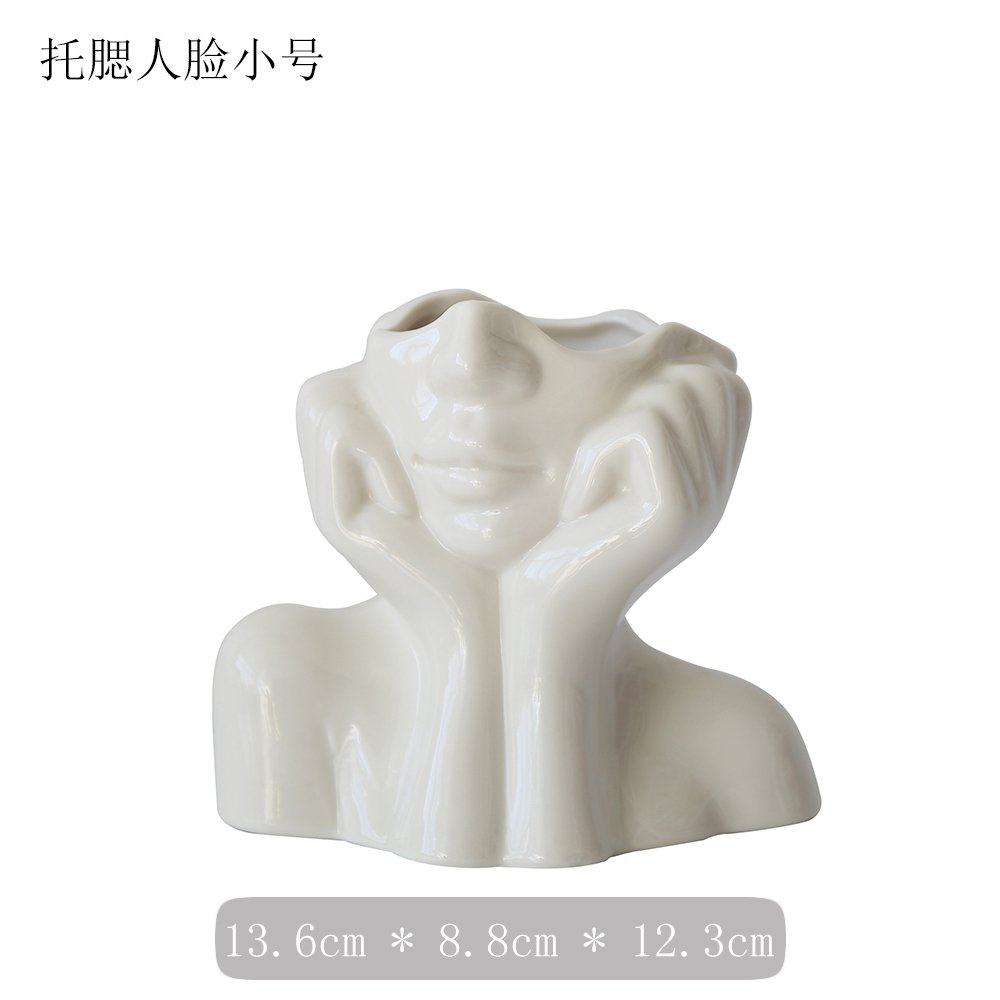 北欧ins女人体陶瓷花瓶创意人脸插花民宿酒店房间摆件水养鲜花器,家居饰品,装饰摆件,淘宝优惠券,粉丝福利购,淘宝优惠卷
