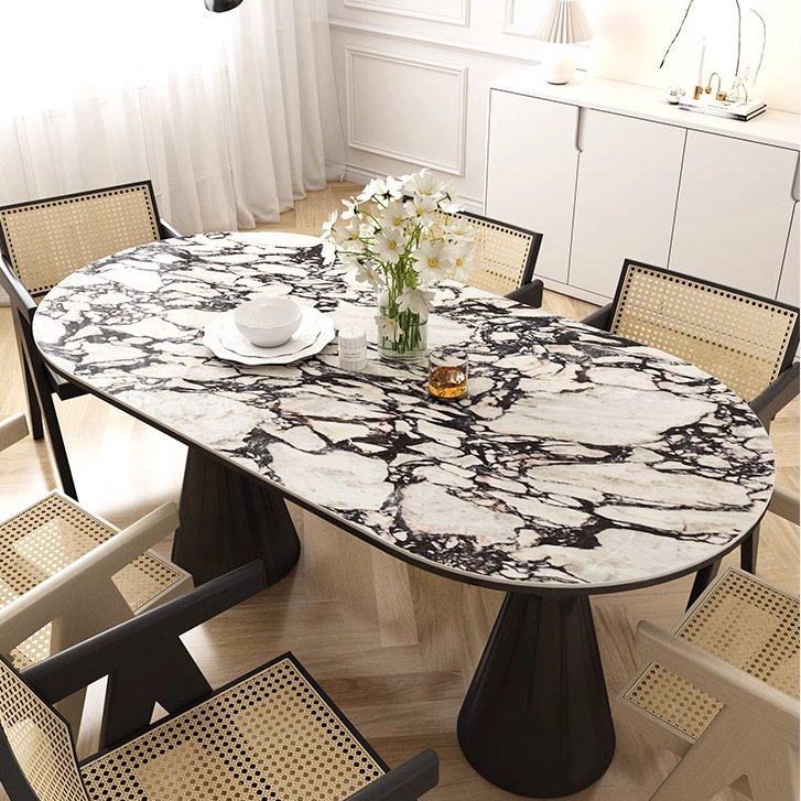 轻奢大理石餐桌法式复古现代中古风简约椭圆饭桌家用岩板小户型好,住宅家具,大理石餐桌,淘宝优惠券,粉丝福利购,淘宝优惠卷