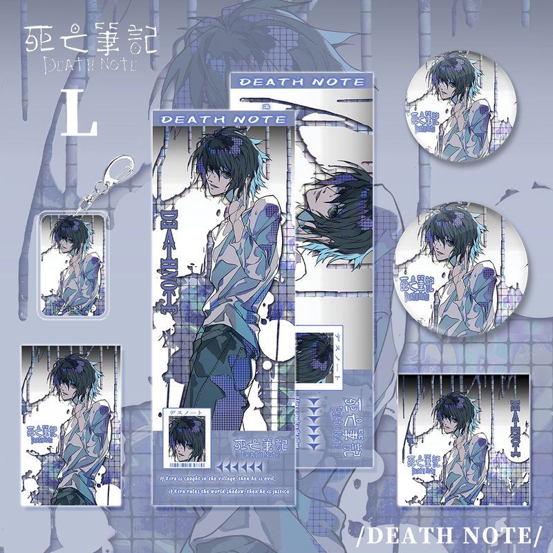死亡笔记漫画周边夜神月人物钥匙扣吧唧明信片镭射票小卡套装学生