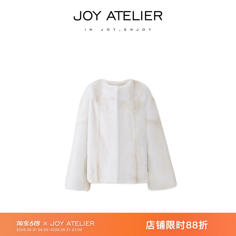 JOY8S10 拾光 Saga皇冠级稀有米黄十字圆领箱型水貂外套H廓形皮草