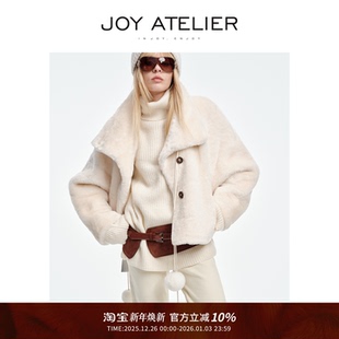 JOY5159 南非苏瑟兰立翻领落肩宽松双色羊皮毛一体外套 蒙特利尔