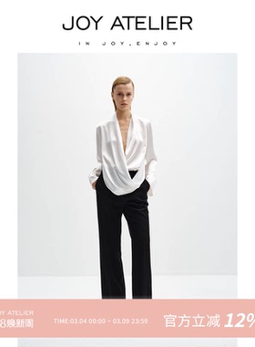 JOY ATELIER3102E调乐曲 挂门襟宽袖口复古重磅真丝桑蚕丝衬衫