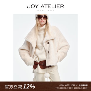 JOY5159 蒙特利尔 南非苏瑟兰立翻领落肩宽松双色羊皮毛一体外套