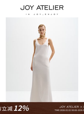 JOY ATELIER7005皓月后背深V超长羊毛针织连衣裙女无袖气质长裙