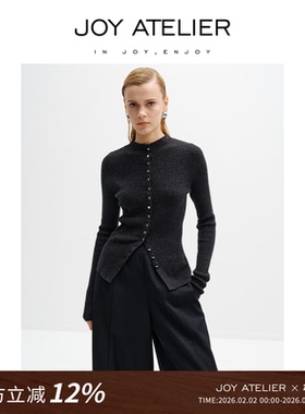 JOY ATELIER 7100青春千千结 中领开衫式100%山羊绒短款针织衫