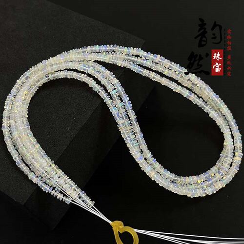 天然彩欧泊项链半成品 diy手链锁骨链欧泊盘珠隔片散珠配件珠