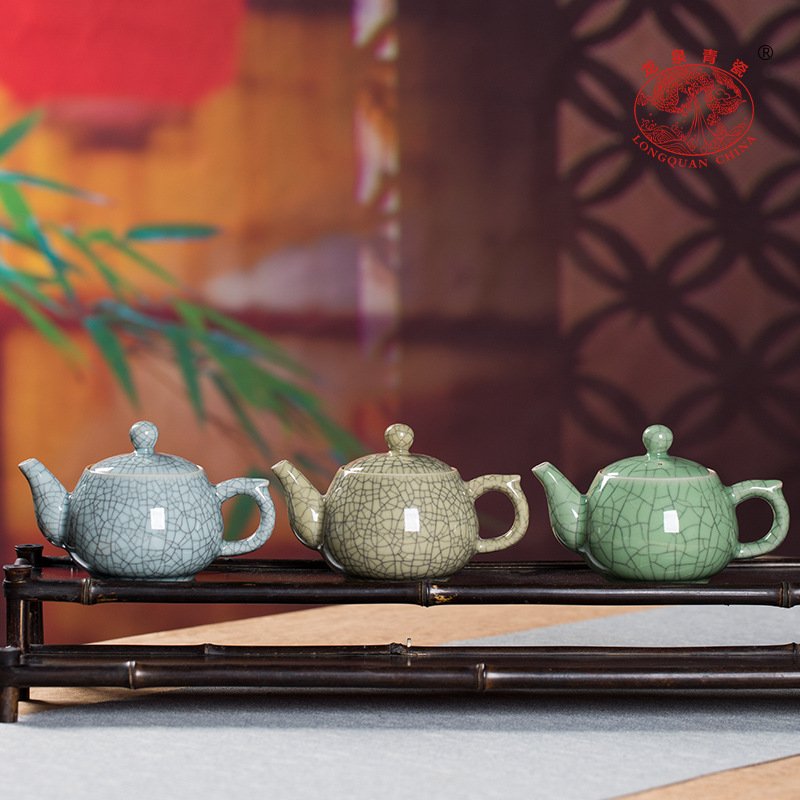 龙泉青瓷 创意家用茶壶功夫茶具过滤壶单壶 陶瓷中式大容量泡茶壶图片