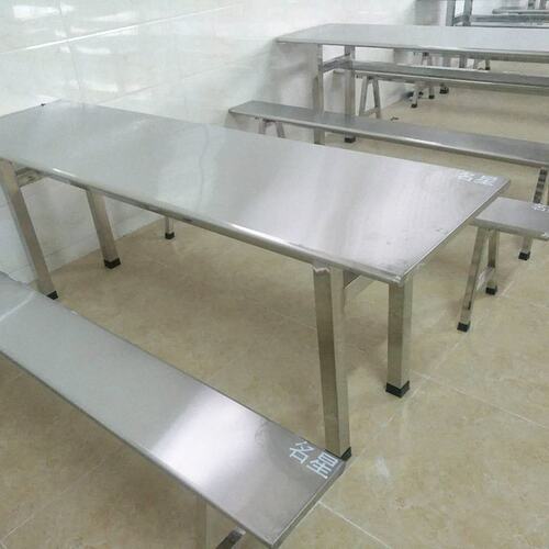 八人位全不锈钢连体餐桌  全套餐桌学生员工食堂易清洗厂家供