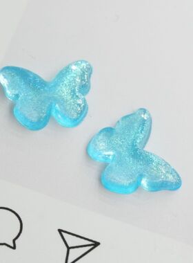【振雄】亮粉细闪蝴蝶配件蝴蝶手机壳耳机套发夹洞洞鞋配饰品