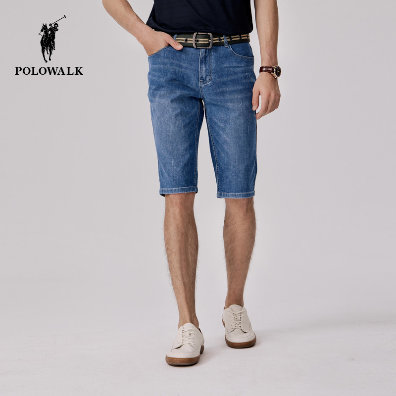 POLOWALK牛仔裤短裤男士夏季新款薄款宽松直筒休闲裤时尚五分裤,男装,休闲裤,淘宝优惠券,粉丝福利购,淘宝优惠卷