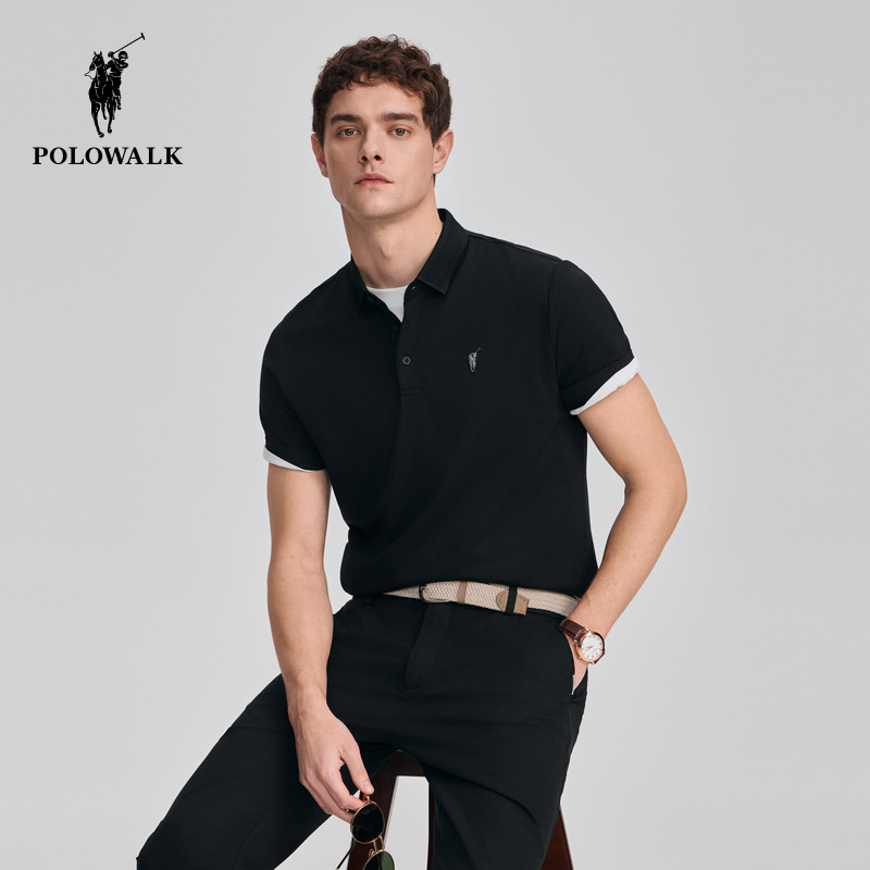 POLOWALK男式短袖POLO衫2025夏季新品休闲翻领T恤百搭男装上衣