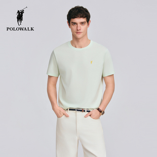 短袖 简约纯色圆领休闲短袖 T恤2026春季 经典 T恤 新品 POLOWALK男式