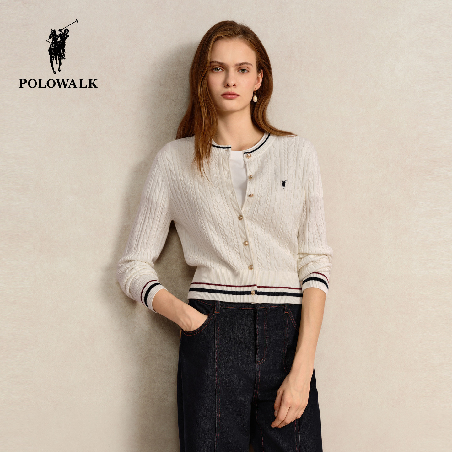 POLOWALK女式长袖针织衫