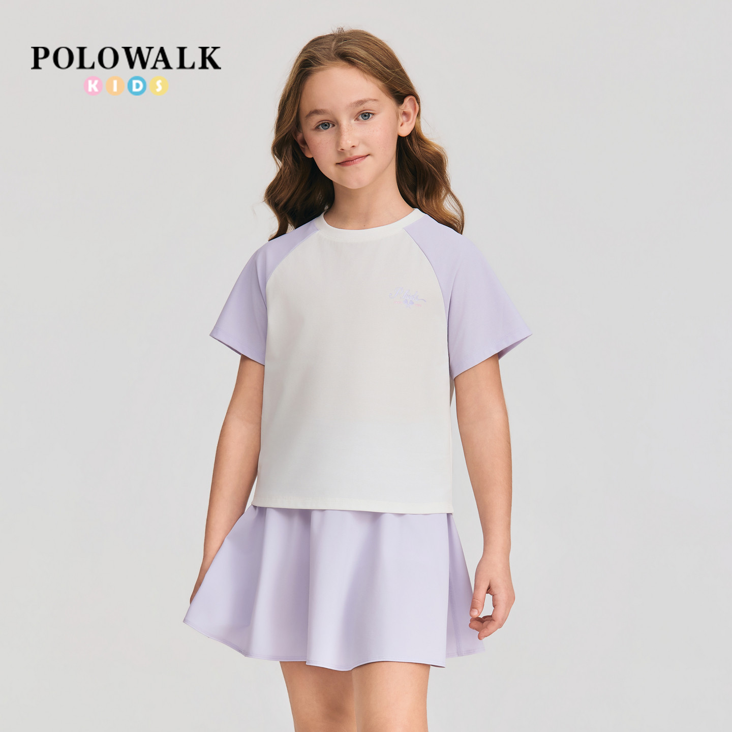 【套装】POLOWALK女童短袖套装2026夏季新品时尚撞色运动风两件套
