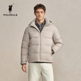 新品 面包羽绒服2025冬季 90鹅绒可拆卸连帽外套 短款 POLOWALK男式