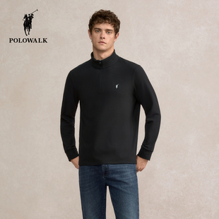 7A抗菌 新品 POLOWALK男式 T恤2025冬季 商务风立领百搭上衣 长袖
