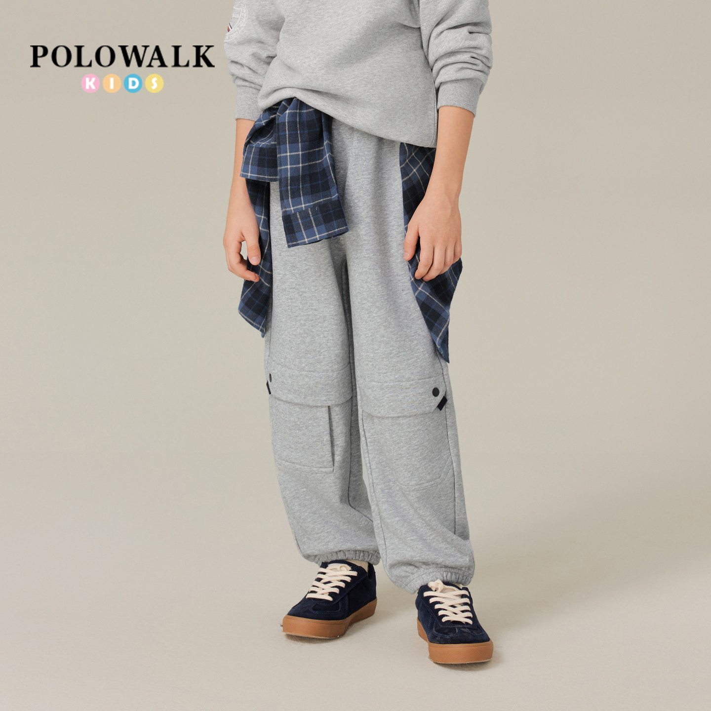 POLOWALK童装男童卫裤2026春季裤松紧腰直筒休闲运动长裤男童卫裤