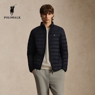 【90鸭绒】POLOWALK男式羽绒服2026冬季排骨立领纯色轻薄拉链外套