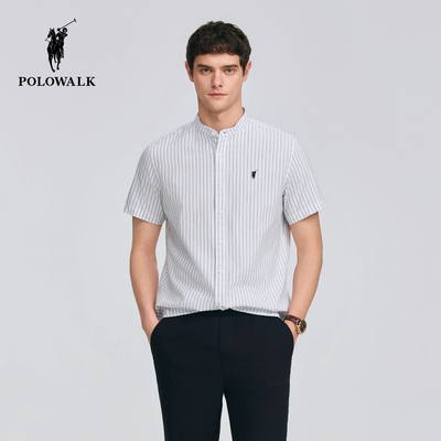 POLOWALK条纹休闲短袖衬衫
