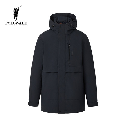 POLOWALK男式羽绒服2026冬季新品90鸭绒连帽立领拉链保暖舒适外套