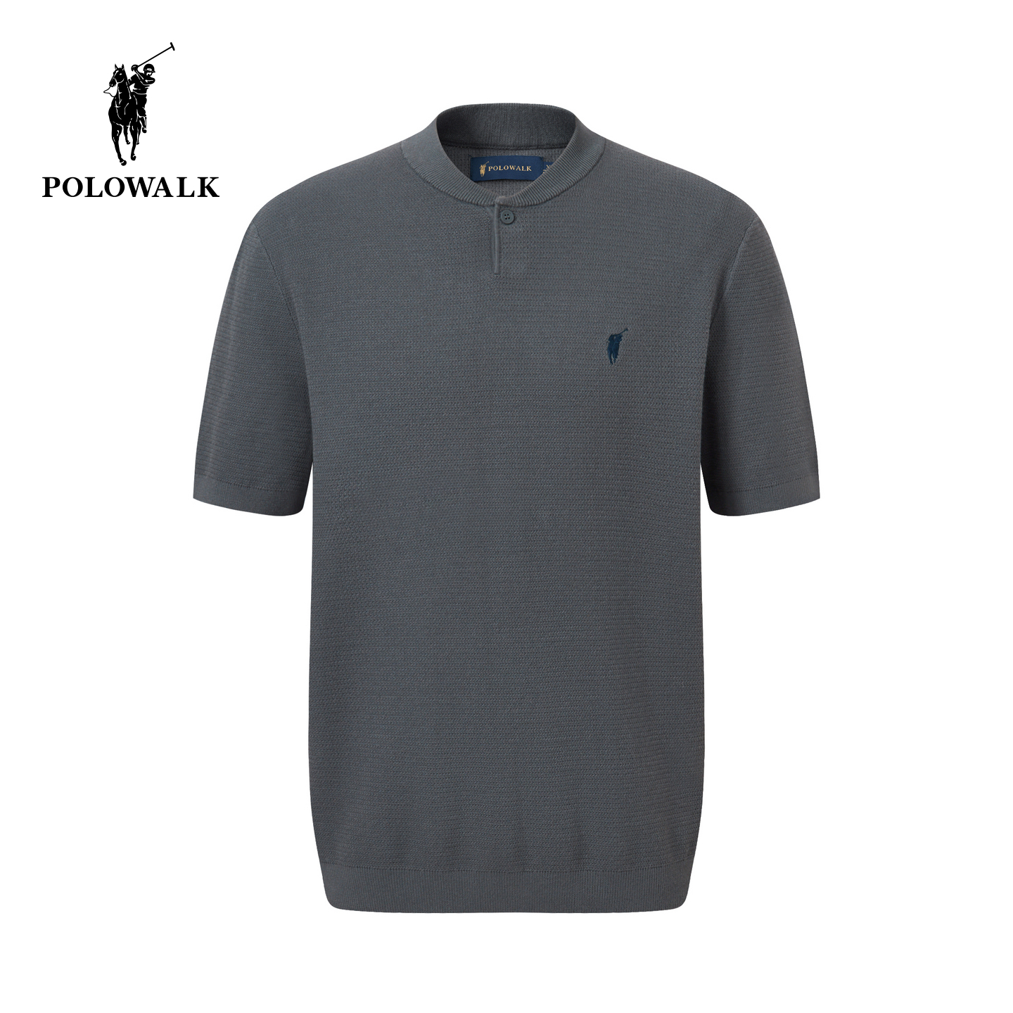 POLOWALK男式短袖针织衫2025秋季新品纯色休闲套头针织短袖T恤男